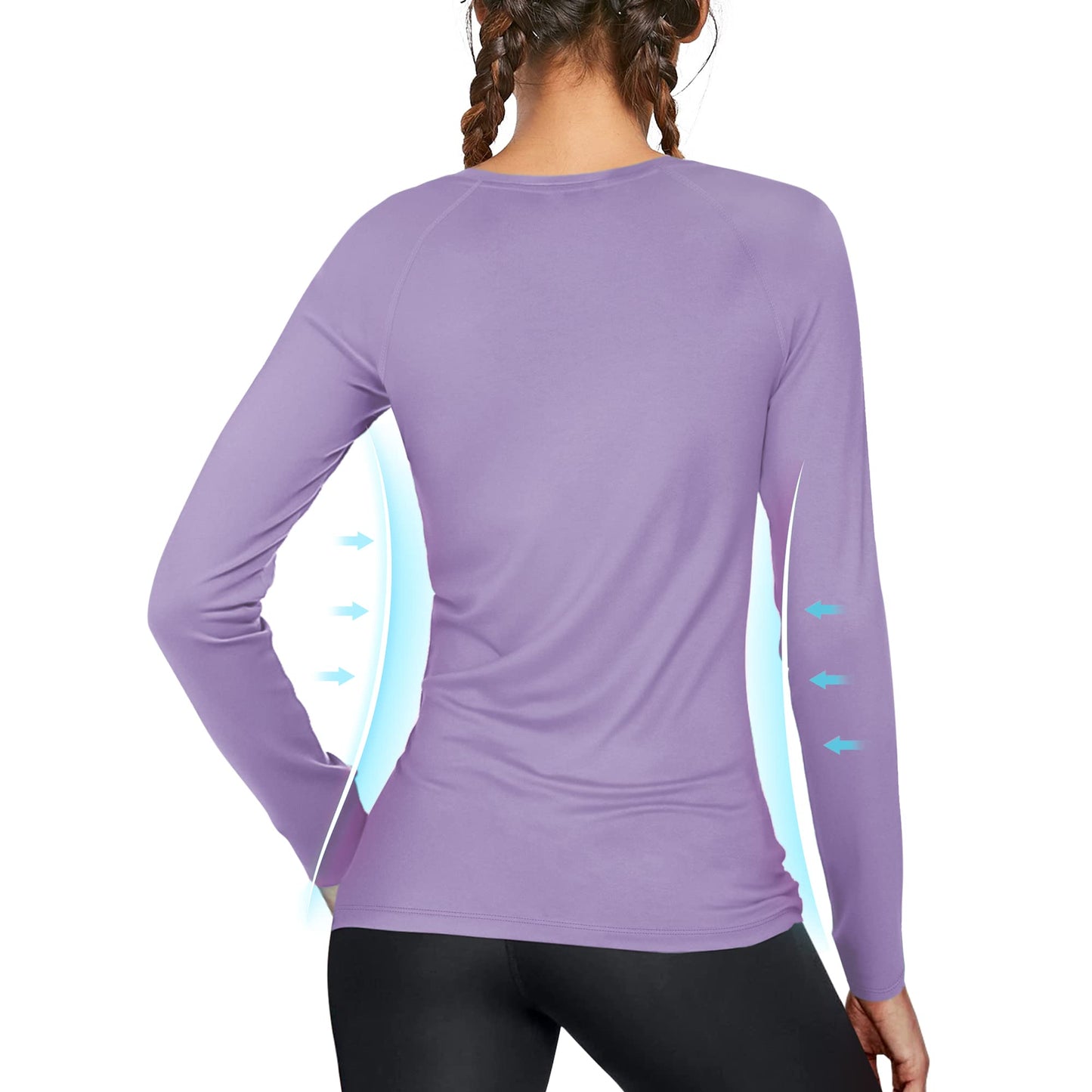 isnowood Womens Long Sleeve Rash Guard, 2 Pack UV UPF 50+ Sun Protection Shirts, Quick Dry Tops for Swimming Workout Hiking Running