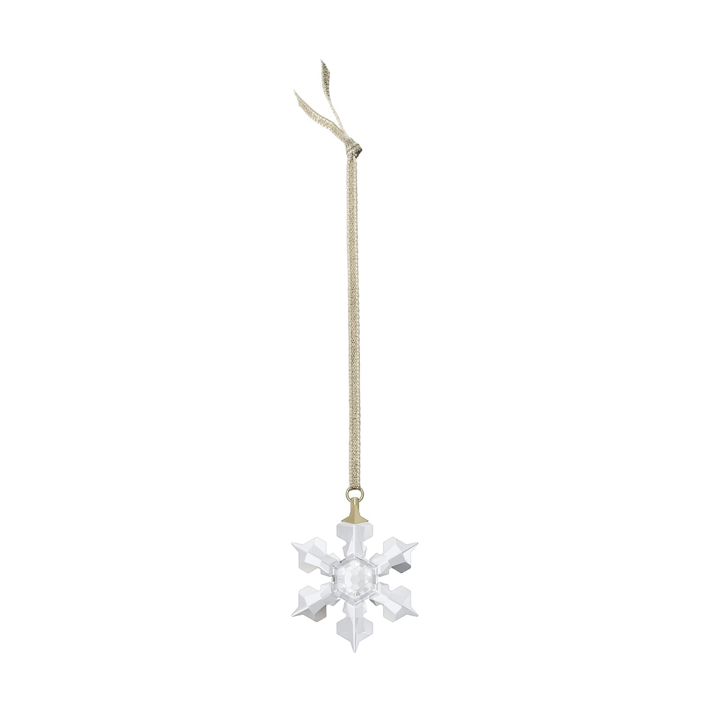 Swarovski's Little Snowflake Hanging Ornament, Clear White Crystals and Gold-Tone Ribbon, Part of the Little Snowflake Collection