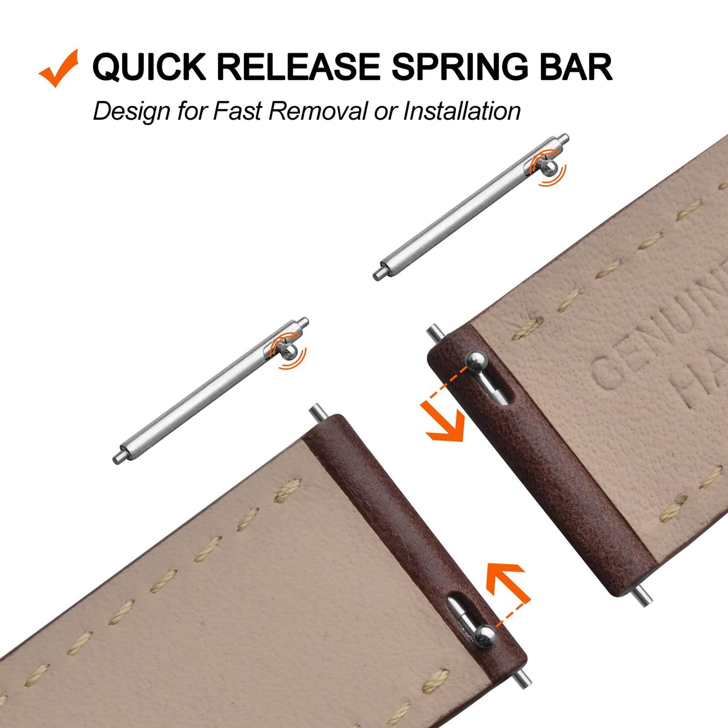ANNEFIT Watch Band 18mm with Stainless Silver Buckle - Classic Oil Wax Leather Quick Release Watch Strap (Dark Brown)