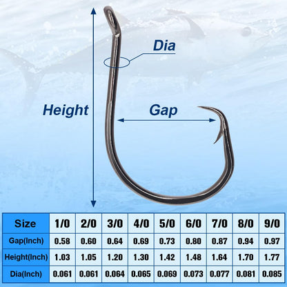 XFISHMAN Circle-Hooks-Fishing-Equipment-Octopus-Hooks-Saltwater-50 Pack #1 –12/0