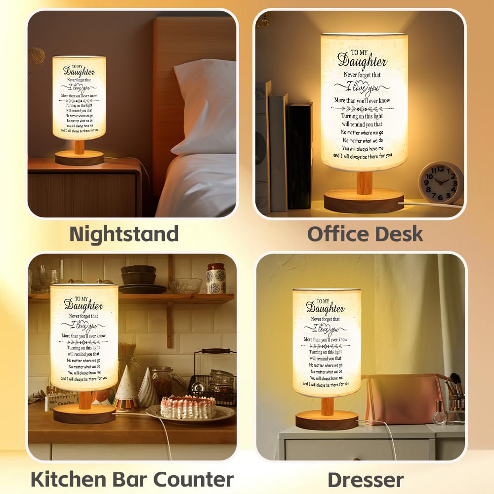 ZuEiiDop Daughter Valentines Gifts to My Daughter Table Lamp Christmas Easter Gifts for Adult Daughters from Mom Dad Mothers Day I Love You Graduation Birthday Gift for Grown Daughters Bedside Lamp