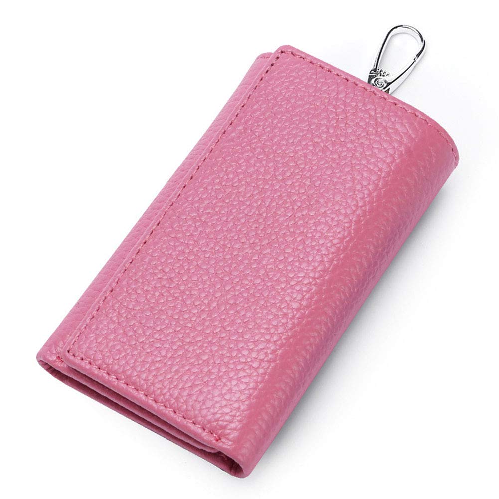 RuoFeng Keychain Key Holder Ring with 6 Hooks Snap Closure (Pink)