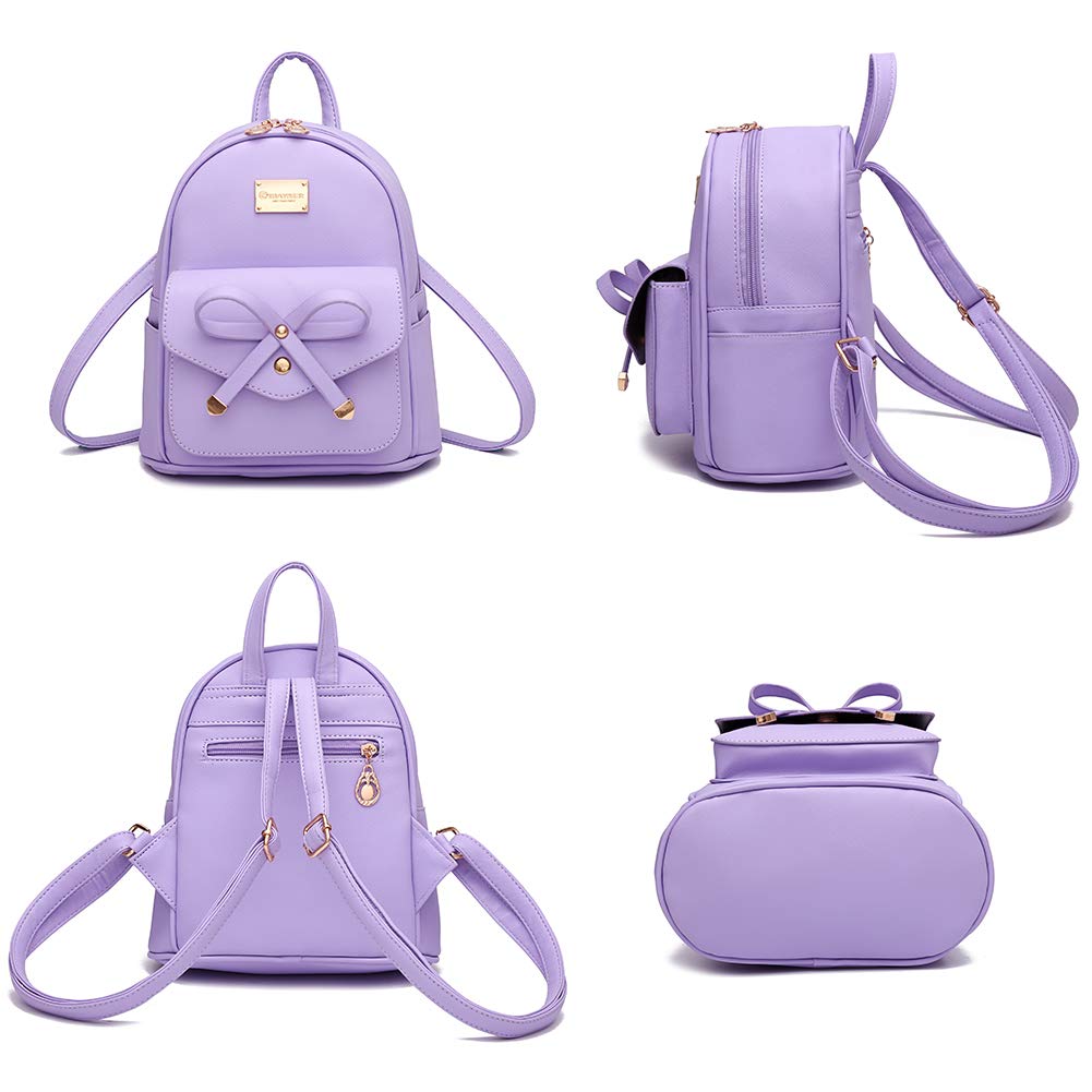 I IHAYNER Girls Bowknot Cute Leather Backpack Mini Backpack Purse for Womens Gold Pink