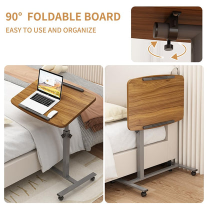 Laptop Table Mobile Adjustable Height Portable Desk Notebook Swivel PC Computer Rolling Desk with Wheels, Laptop Stand for Couch Bedside Hospital Bed Table