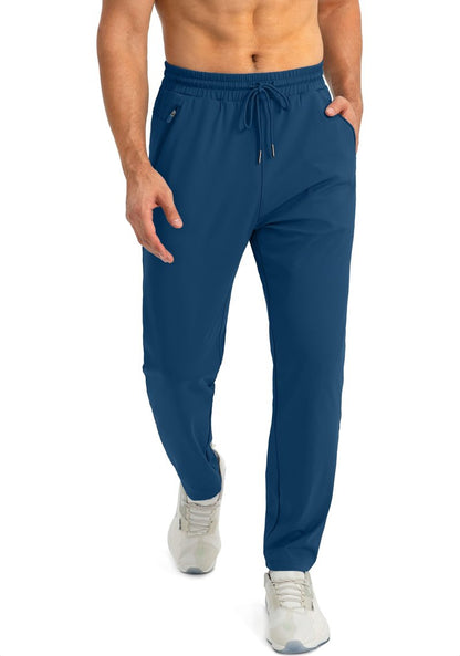 G Gradual Men's Sweatpants with Zipper Pockets Tapered Joggers for Men Athletic Pants for Workout, Jogging, Running (Dark Blue, Small)