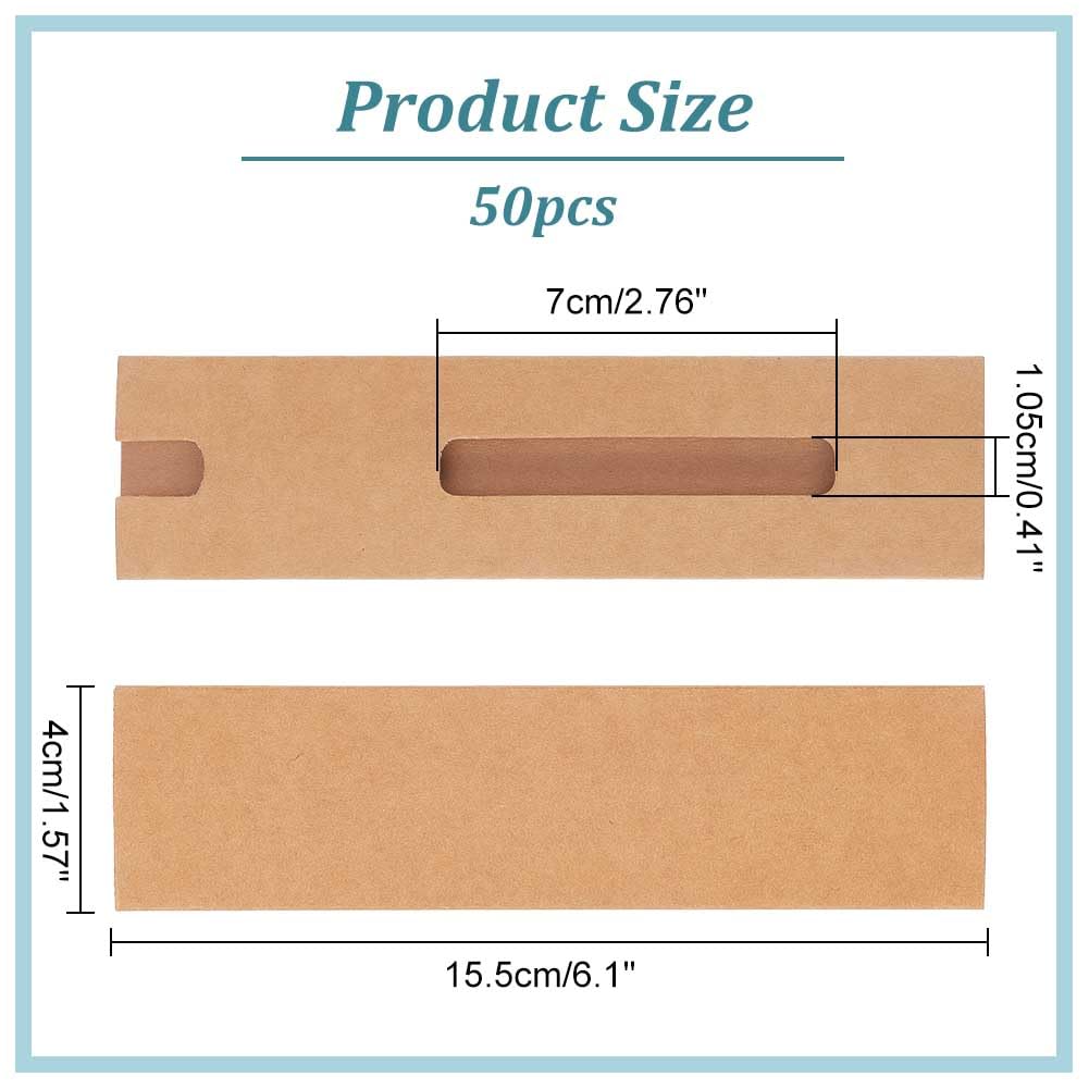 NBEADS 50 Pcs Kraft Pen Gift Boxes, Burlywood Slip-in Pen Packaging Box with Window for Pencil Ballpoint Fountain Pen Display Christmas Gift and Office School Supplies, 6.1x1.57inch