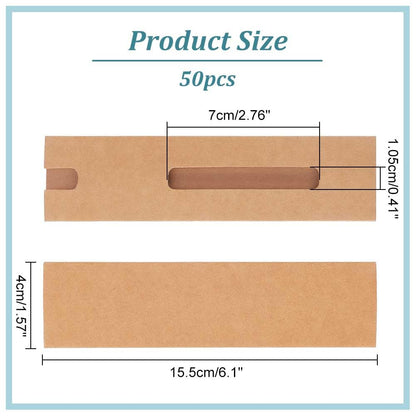 NBEADS 50 Pcs Kraft Pen Gift Boxes, Burlywood Slip-in Pen Packaging Box with Window for Pencil Ballpoint Fountain Pen Display Christmas Gift and Office School Supplies, 6.1x1.57inch