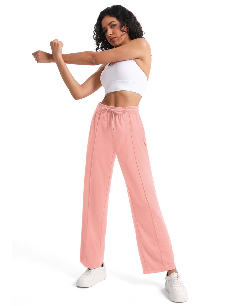 Tapata Tall Women's 34" Inseam Track Pants Elastic Waistband Y2K with Zipper Pockets Dance Studio Sweatpants, Pink, XXL