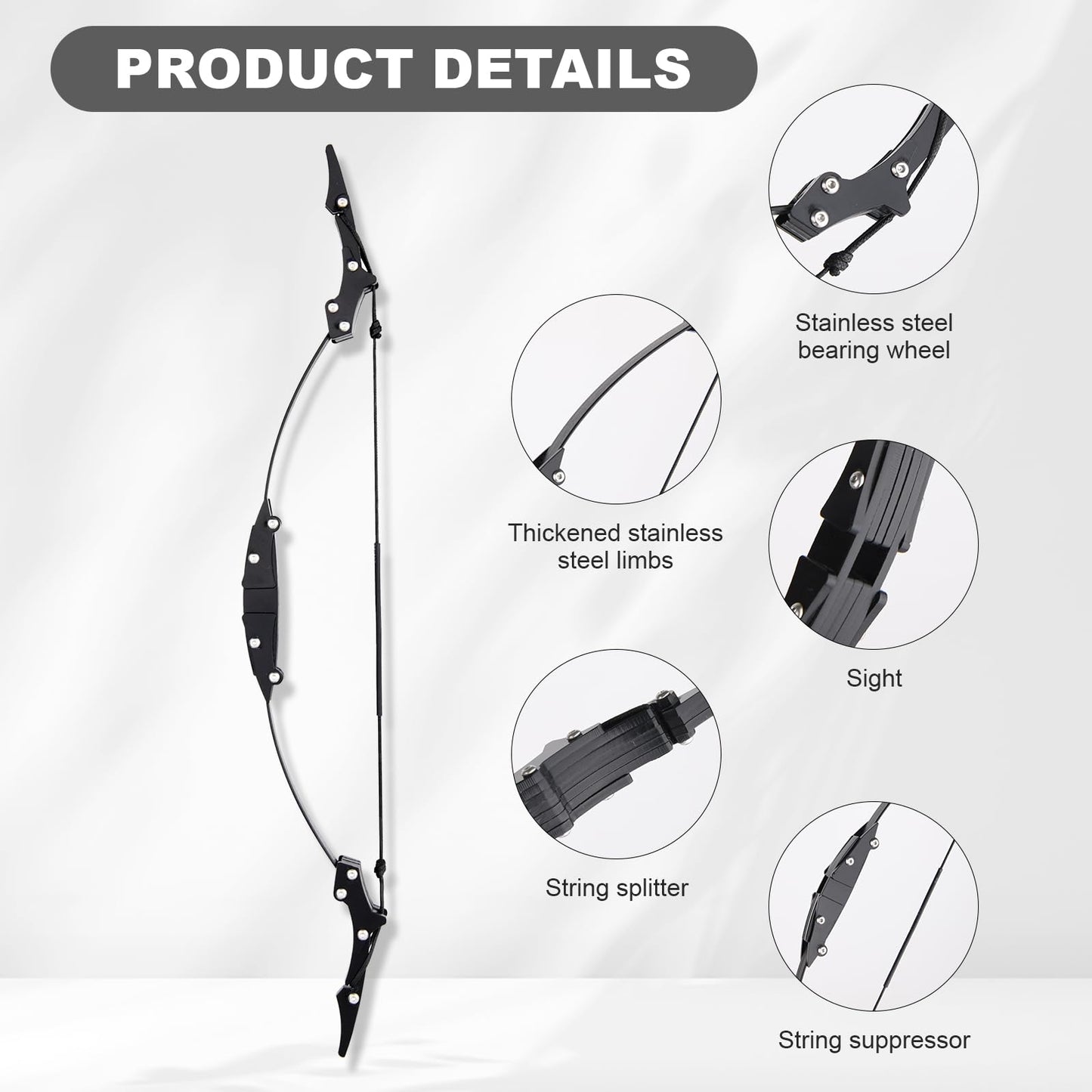 9.4inch Mini Lever Bow Recurve Bow Stainless Steel Includes 4 Arrows and Target Paper