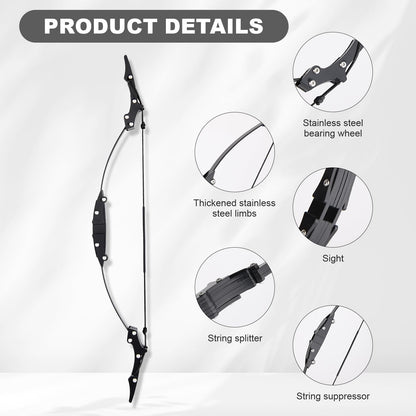 9.4inch Mini Lever Bow Recurve Bow Stainless Steel Includes 4 Arrows and Target Paper