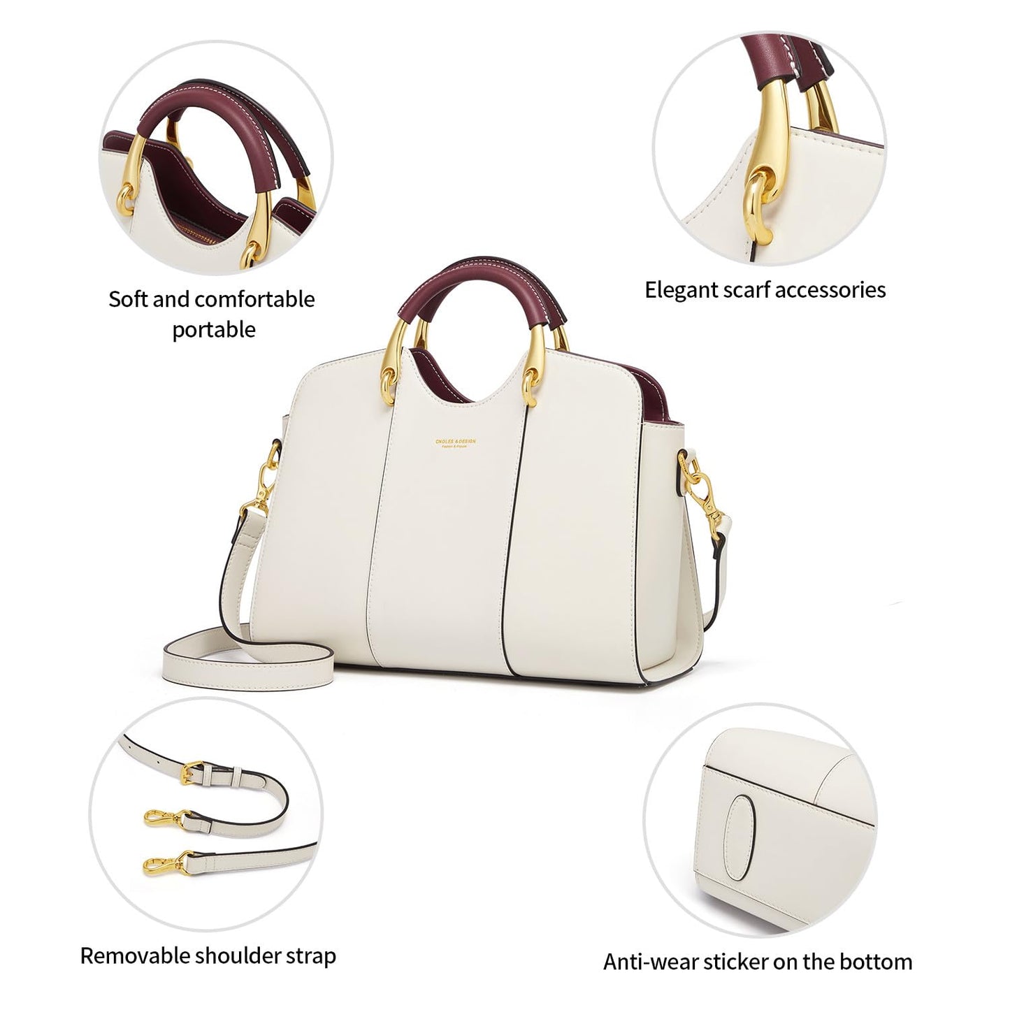 Cnoles Satchel Bag for Women Fashion Leather Ladies Top Handle Tote Shoulder Bag Purses and Handbags