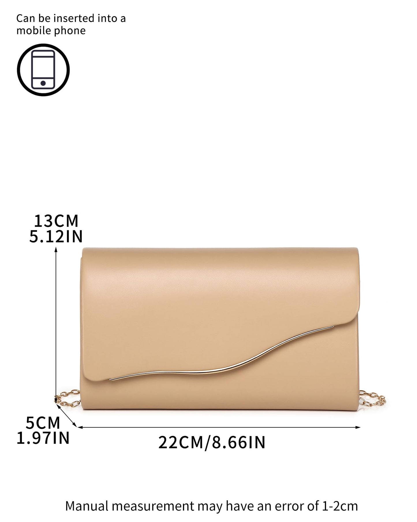 Labair Women Evening Bag Vegan Leather Envelope Clutch Purses Handbags for Wedding Party Formal. (Nude)