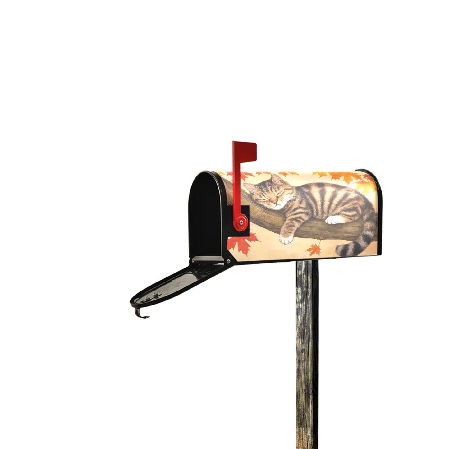 Wamika Fall Cat Sleeping Magnetic Mailbox Covers Autumn Kitty Maple Leaves Mailbox Cover Over Size Full Magnet Garden Yard Porch Mail Boxes Cover Holiday Decorations 25" L x 21" W