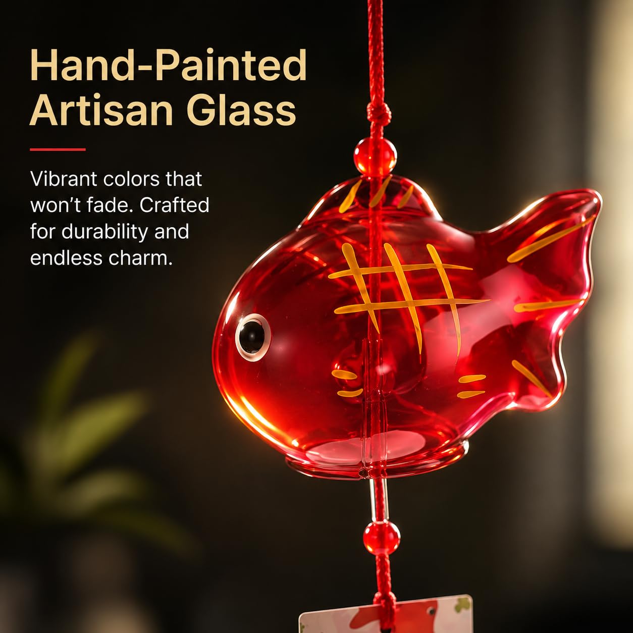 HEMOTON Japanese Wind Chime, Glass Lucky Wind Bell, Glass Windchimes Bells Suncatcher Lucky Feng Shui Hanging Ornament for Indoor Outdoor Patio Home Garden Decor