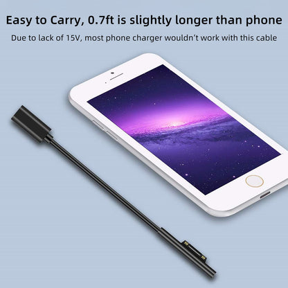 Surface to USB C Charging Cable (Female USB-C, 20 cm), Compatible with Microsoft Surface Pro 7/6/5/4/3 Go3/2/1 Laptop4/3/2/1, Requires 45W 15V/3A USB-C Charger