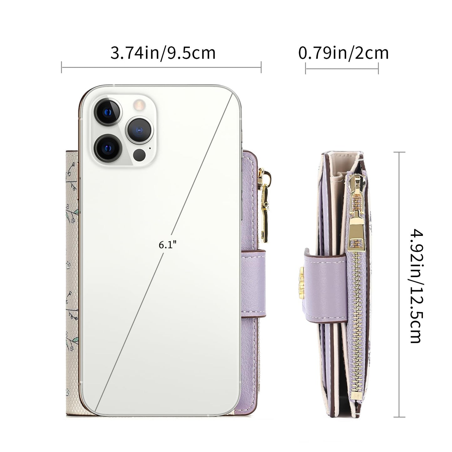 GAEKEAO Small Wallets for Women RFID Blocking Leather Bifold Zipper Pocket Wallet Credit Card Holder with ID Window
