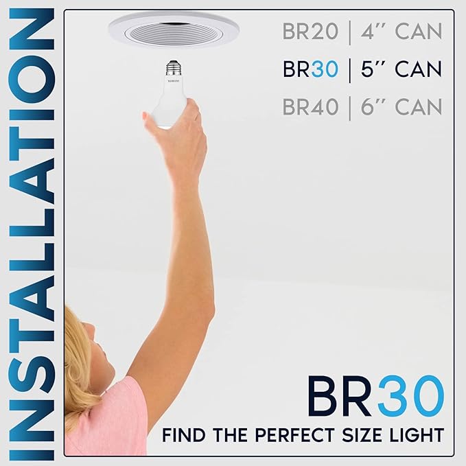 LUXRITE 4-Pack BR30 LED Bulb, 65W Equivalent, 5000K Bright White, Dimmable, 650 Lumens, LED Flood Light Bulbs, 8.5W, Energy Star, E26 Medium Base, Damp Rated, Indoor/Outdoor - Living Room and Kitchen