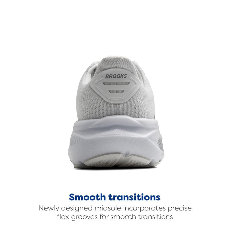 Brooks Women’s Ghost 17 Neutral Running Shoe - White/White/Grey - 10 Wide