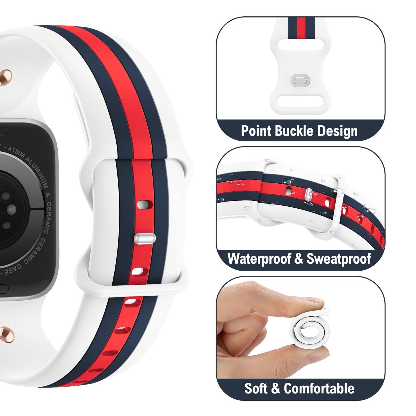 Designer Band with Charms Decor Compatible with Apple Watch Band 38mm 40mm 41mm 42mm 44mm 45mm 46mm 49mm Women Men, Stylish Silicone Sport Wristbands for iWatch Series 11 10 9 8 7 6 5 4 3 2 1 SE/3 Ultra 2/3