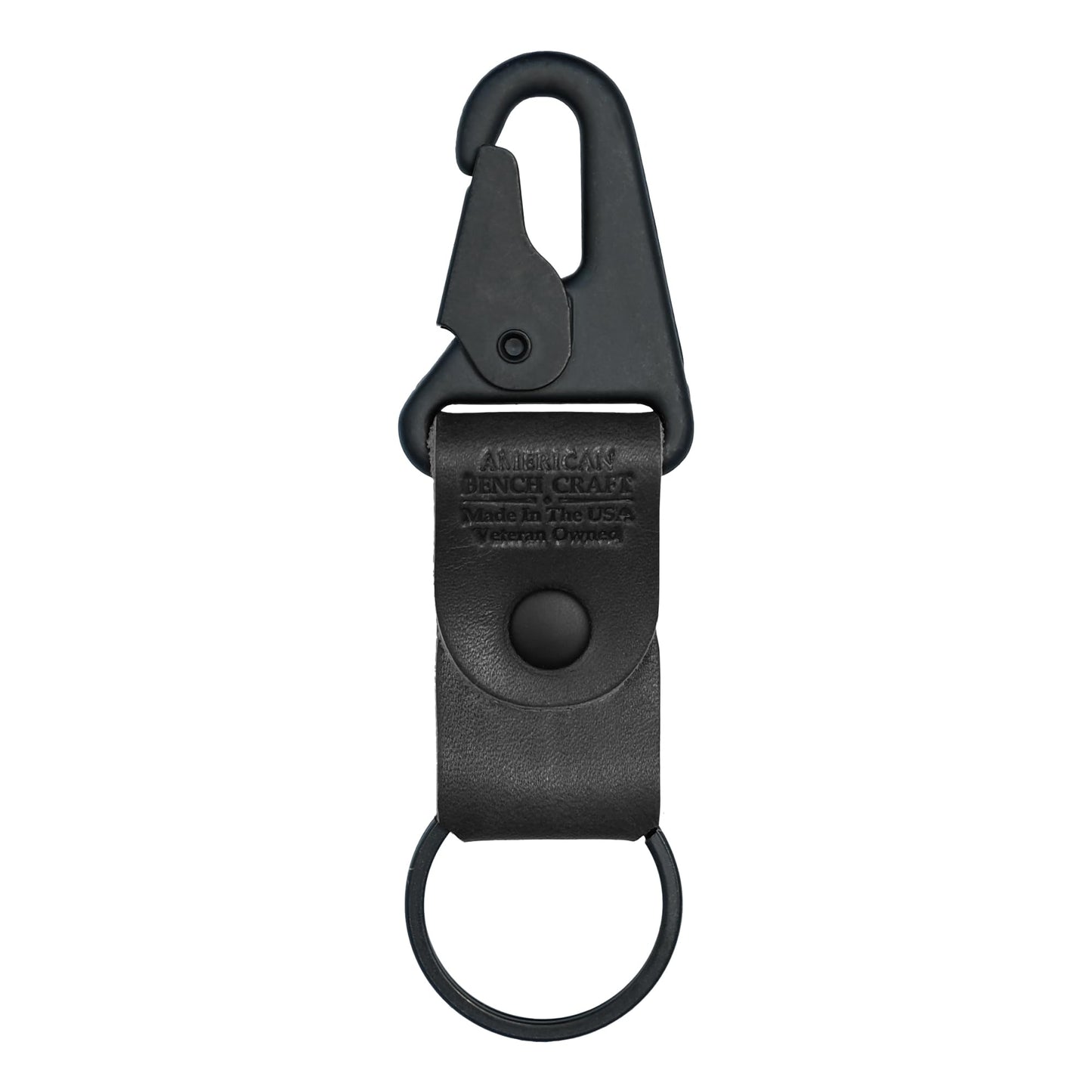 American Bench Craft Clip On Tactical Keychain | Full Grain Leather Key Chain for Men | Car Keychain Made in USA | Key Fob with HK Snap & Durable Riveted Construction for Everyday Use | Black
