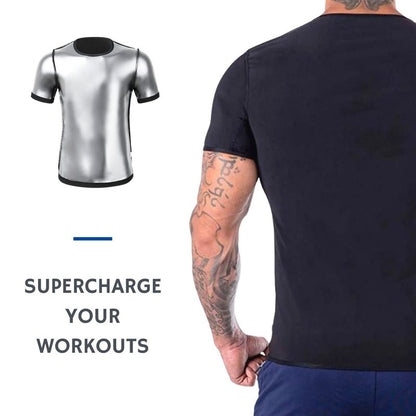 Nano Hertz Sauna Sweat Suit Weight Loss Shapewear Top Shirt Waist Vest Trainer Workout Body Shaper Sweatsuit Exercise Fitness Gym Short Sleeves Men Guys