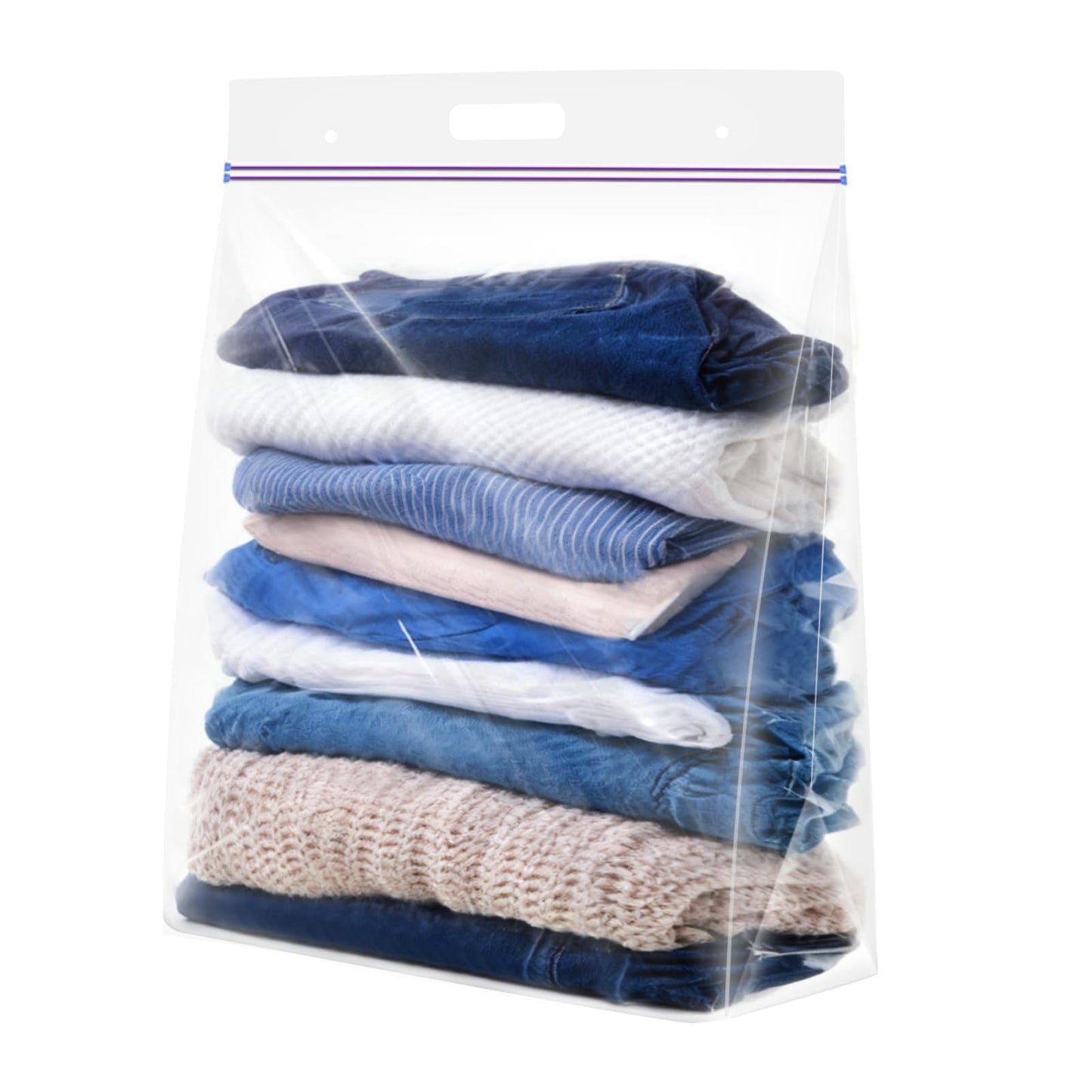 Xsourcer 5 Gallon Zipper Bags with Handle and Bottom, Pack of 12, Heavy Duty Clear Handy Plastic Storage Bag, 18"x24" Reusable Large Zip Storage Bag for Sports, Travel, Moving and Clothes, 3-Mil Thick