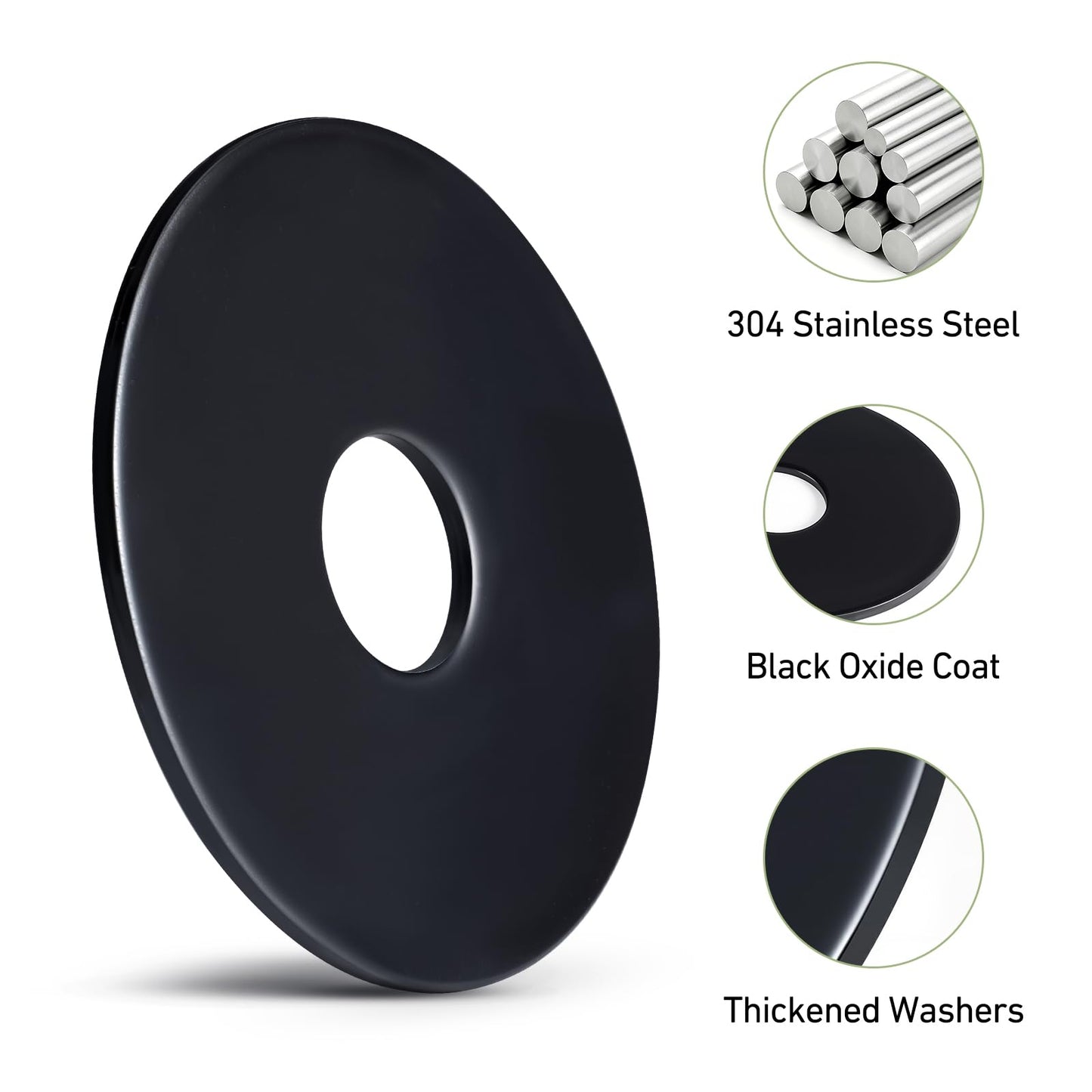 SVLING 40PCS 3/16" x1-1/4 Fender Washers, Black Oxide 304 Stainless Steel 18-8, 3/16" ID x 3/4" OD Hardware Flat Washers for Screws Bolts