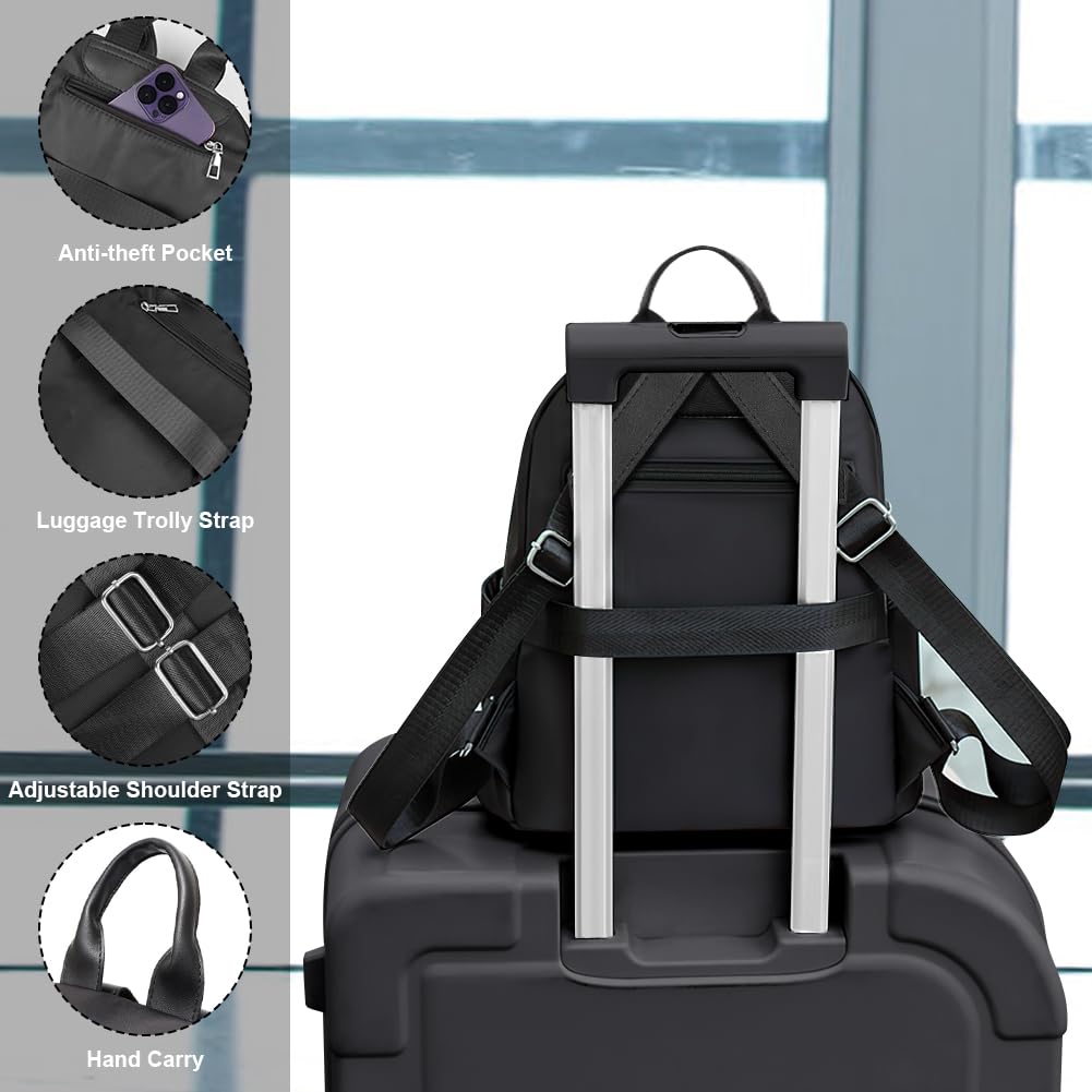Aucuu Backpack for Women, Lightweight Nylon Casual Rucksack, Small Daypack School Bag, Quilted Trendy Backpack, Anti-Theft Travel backpack for Women