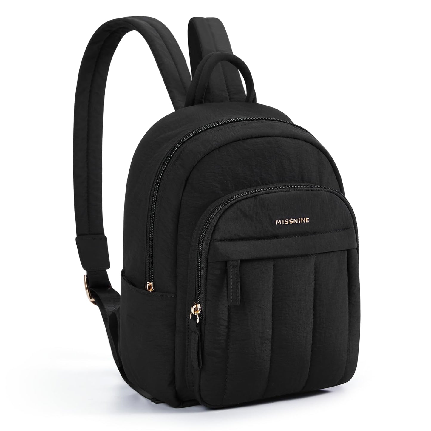 Missnine Mini Backpack for Women, Lightweight Quilted Small Backpack Purses, Puffer Daily Purse Water-resistant Black