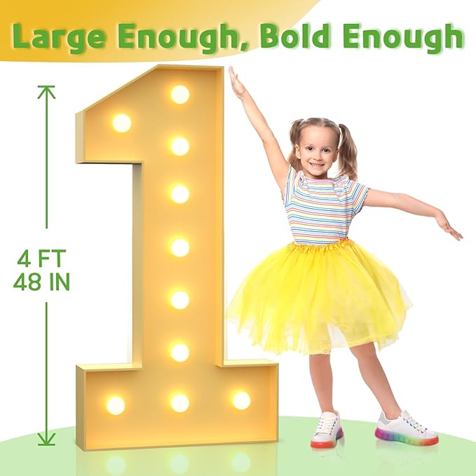 Marquee Numbers 4 Feet Tall Large Light Up Numbers 20th Birthday Decorations Girl Boy Big Yellow Light Outdoor Anniversary Decorations Balloon Arch Kit Party Backdrop 20