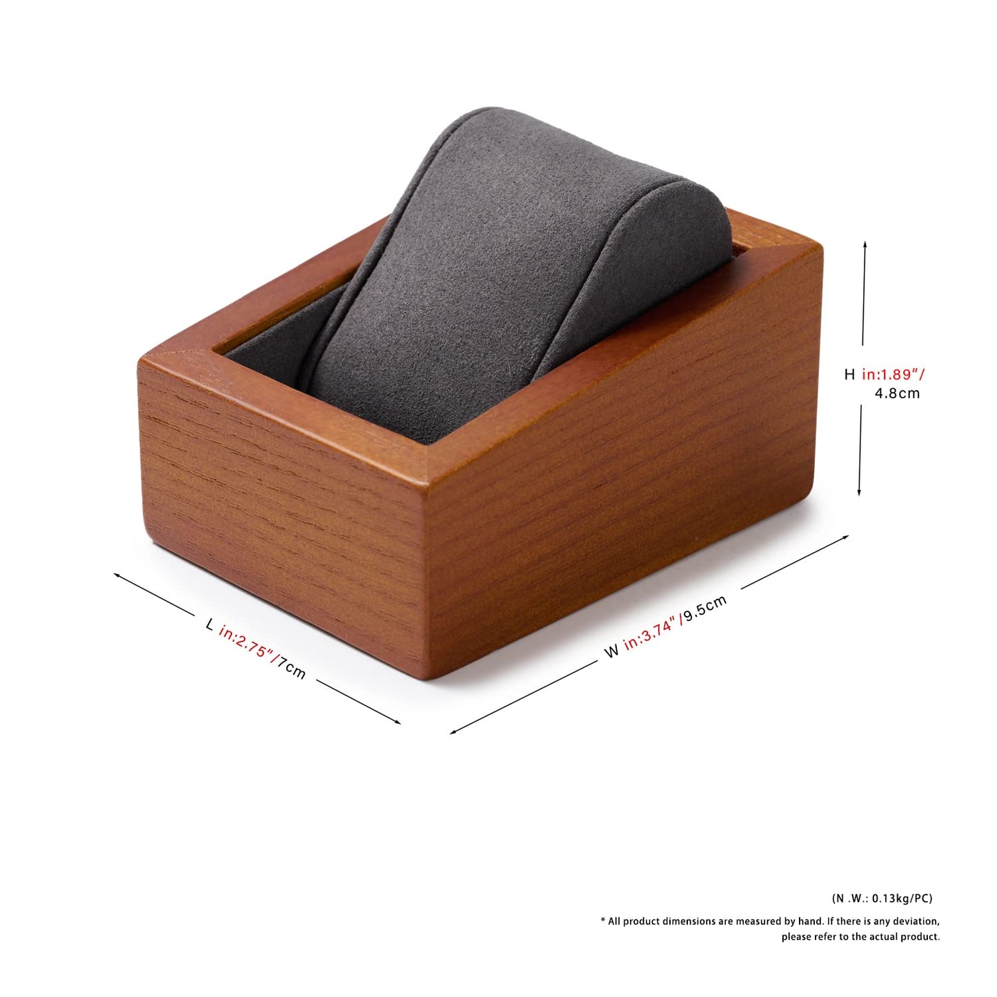 Papten Solid Wood Watch Box Holder Single Watch Travel Case for Men and Women With Microfiber Pillow (Grey)