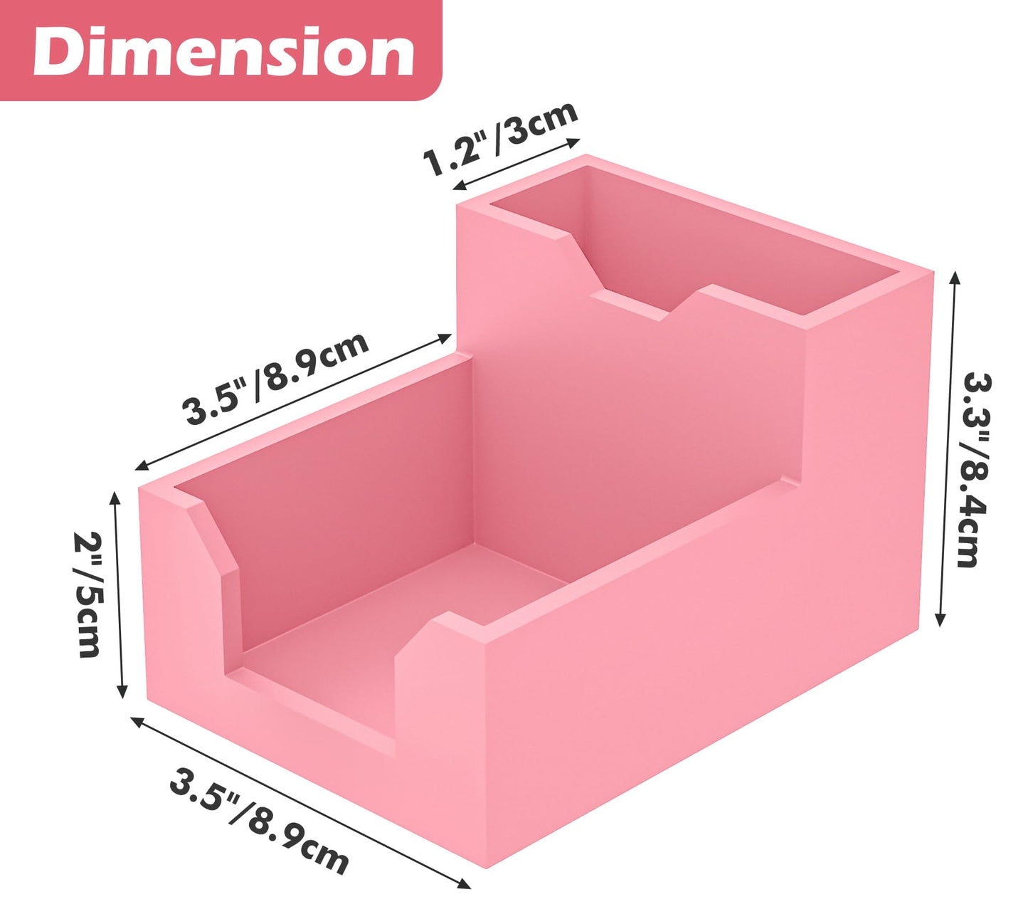 Pink Sticky Note Holder, Silicone Memo Holder with Pen or Card Slots, Sticky Note Dispenser, Fits 3x3 Inches Sticky Notes, Post It Note Dispenser for Office Desk Accessories