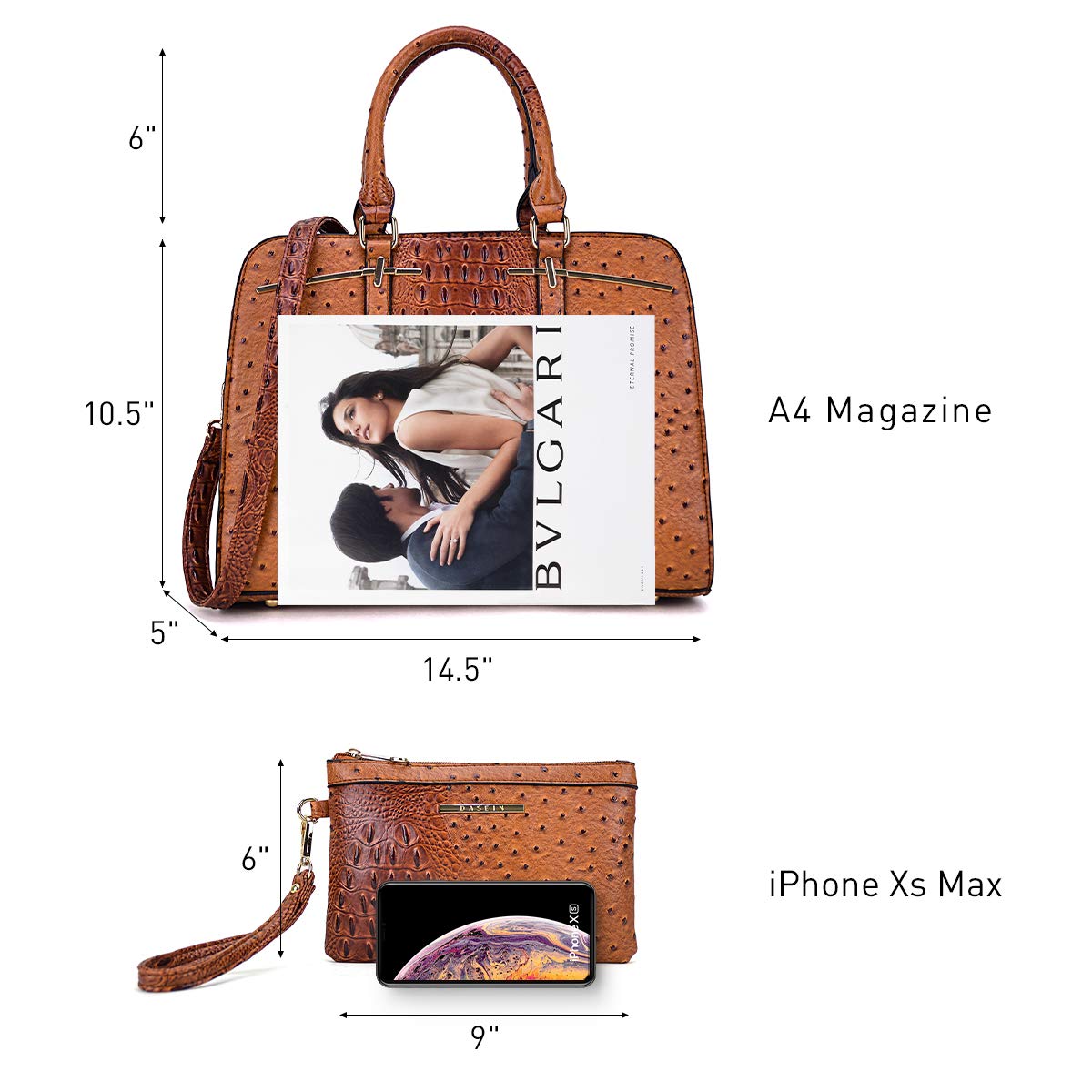 Women Handbag Wallet Tote Shoulder Hobo Bag Top Handle Satchel Purse Set 2pcs with 3 Compartments