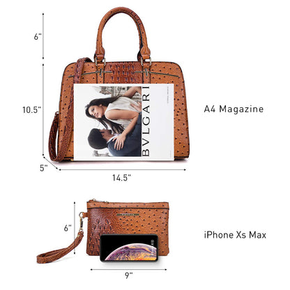Women Handbag Wallet Tote Shoulder Hobo Bag Top Handle Satchel Purse Set 2pcs with 3 Compartments