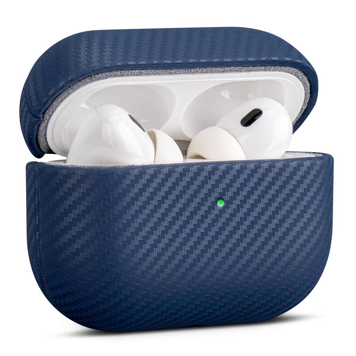 Haobobro Leather Case - for AirPods Pro 3 Case Cover - Selected Skin-Friendly Leather, with Carbon Fibre Texture, Handmade Drop Protective Hard Cover for AirPods Pro 3rd Generation Earbuds - White