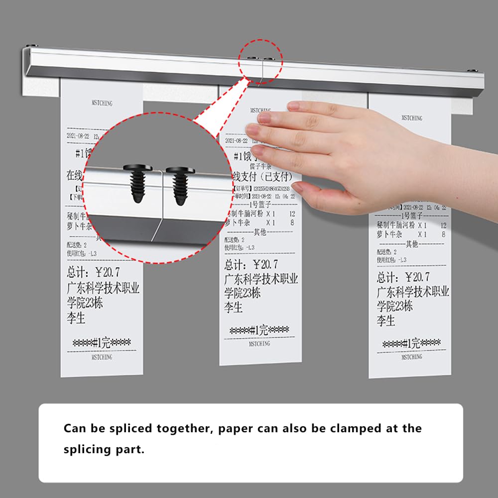 ECKEK 2 Pack Ticket Holders Receipt Holder for Restaurant, No Drill Check Rack Order Receipt Rail Display Slide for Commercial Kitchen Cafes Pubs Bars (12 Inch)