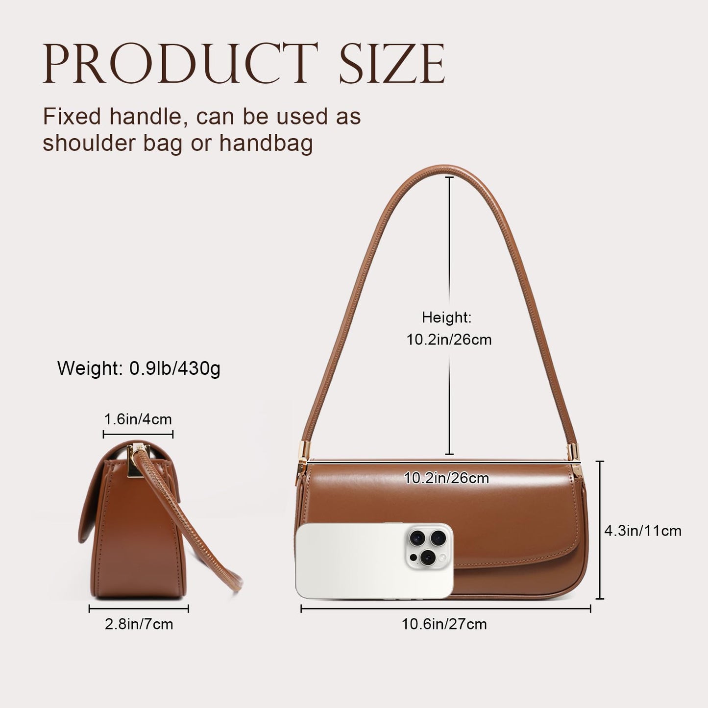 MoreFarther Leather Shoulder Bags for Women, Mini Cute Everyday Purses Trendy, Women's Hobo Handbags with Magnetic Closure (Black)