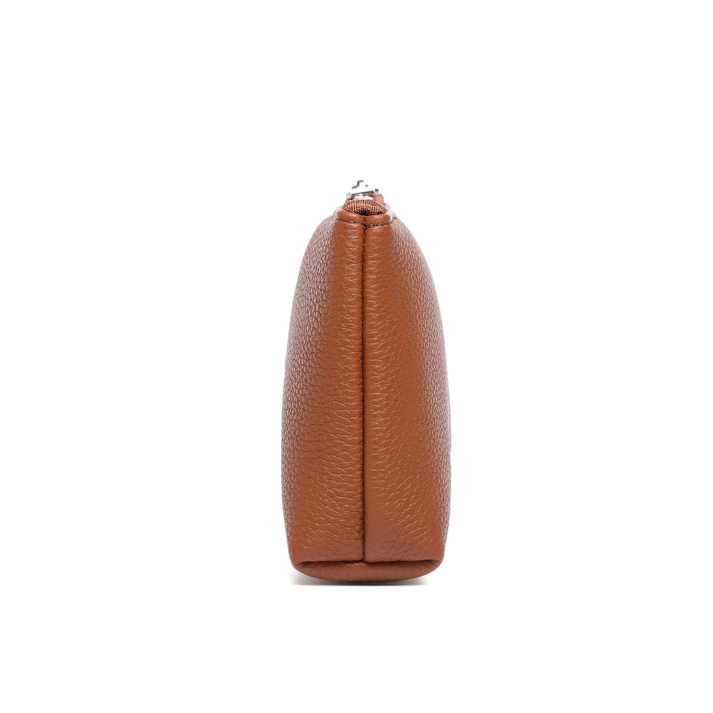 YONBEN PU Leather Small Makeup Bag for Women Cosmetic Bag Organizer with 2 Inner Pockets Zipper Pouch(Pu/Saddle Brown)