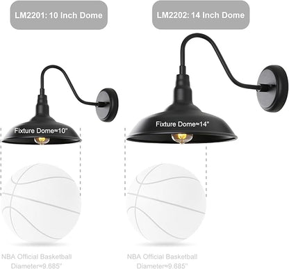 10in Black Gooseneck Barn Lights 4 Pack Farmhouse Barn Wall Mount Light Fixture Exterior Waterproof Industrial Porch Wall Sconce for Garage, Patio, Doorway, LM2201-4P