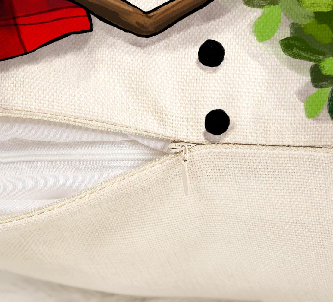 Gray Christmas Pillow Covers 18x18 Set of 4 Farmhouse Xmas Decorations Snowman Wreath Santa Claus Tree Merry Christmas Holly Jolly Winter Holiday Decor Throw Cushion Case for Home Couch S23C20