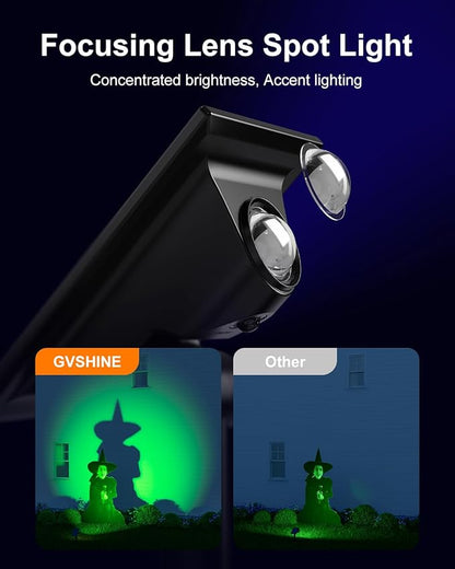 6 Pack Color Changing Solar Power Spot Lights for Halloween Decorations, Skeletons, Tombstones, Ghost, Outdoor Waterproof LED Landscape Spotlight Lamp for Outside Yard, Tree, Flag, Garden, Statues