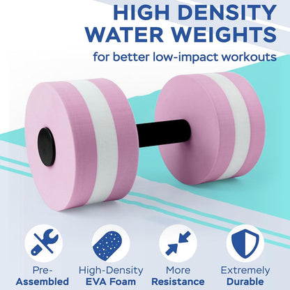 VEAREAR 2Pc Water Dumbells Water Aerobic Exercise Foam Dumbbell Pool Resistance Aquatic Dumbbell EVA Yoga Barbell Exercise Fitness Equipment Exercises Equipment for Weight Loss