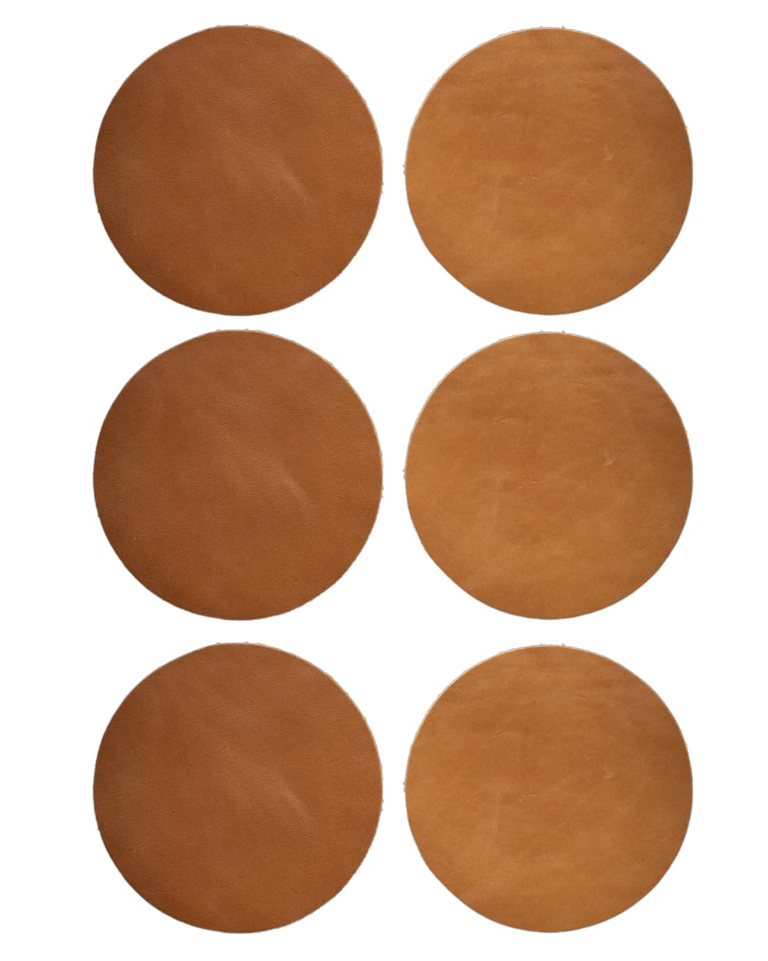 Real Natural Grain Leather Coasters – Durable Non-Slip (Tan) Distressed Design, Set of 6 for Table Protection in Home, Office, Kitchen, and Bar