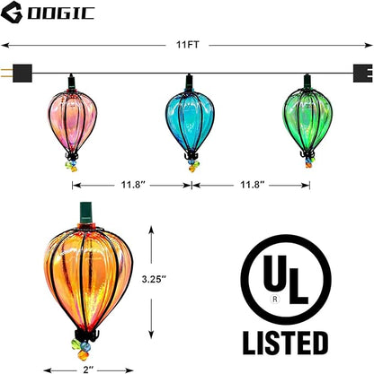 11FT Multicolor String Lights with 10 Bulbs, Colored Backyard Patio Lights String Lights, Hanging Indoor/Outdoor UL Listed for Bistro Wedding Party Bedroom Decor, 2PCS