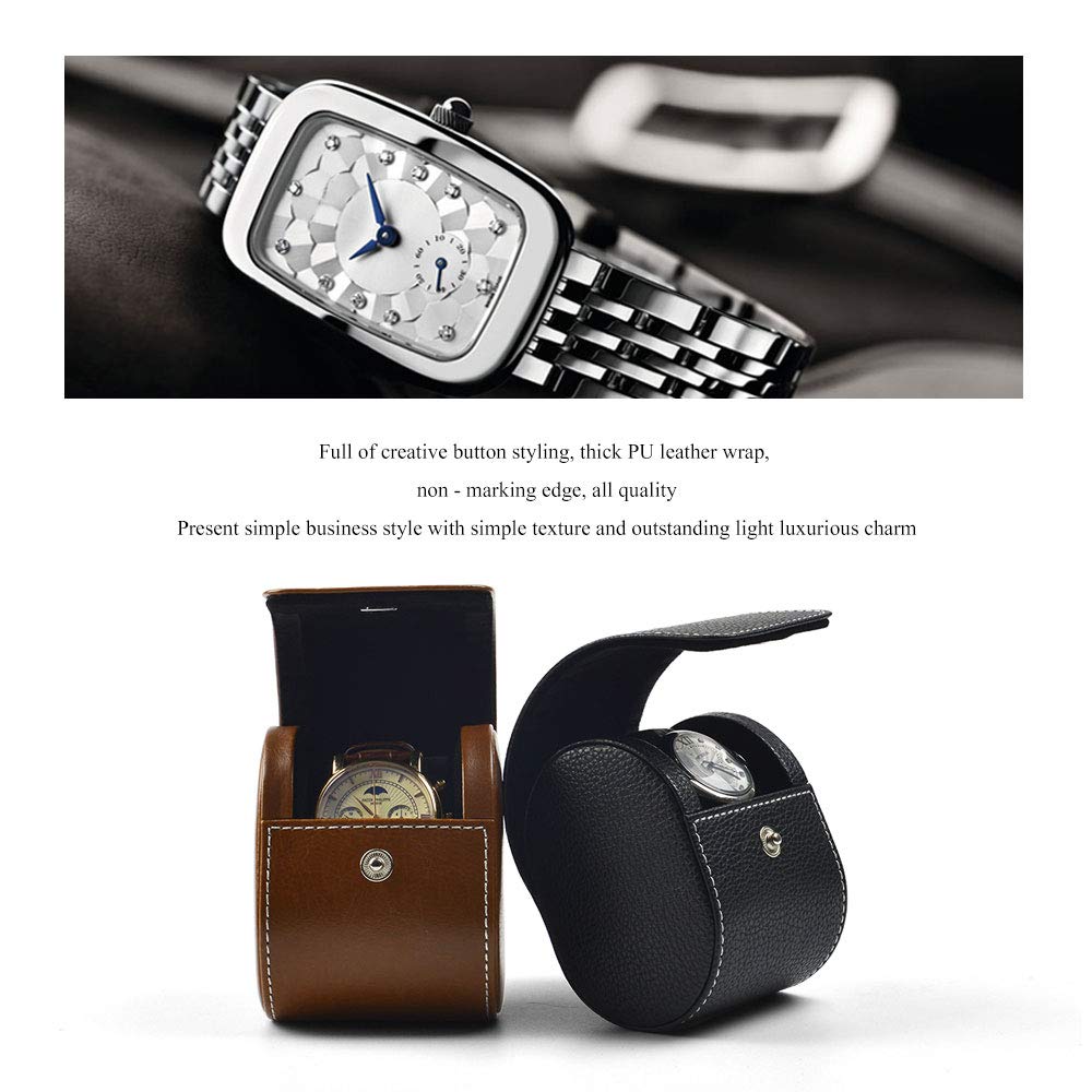 Oirlv Luxury Leather Watch Storage Box Travel Single Watch Case Watch Gift Box for Christmas Anniversary Birthday(Brown)