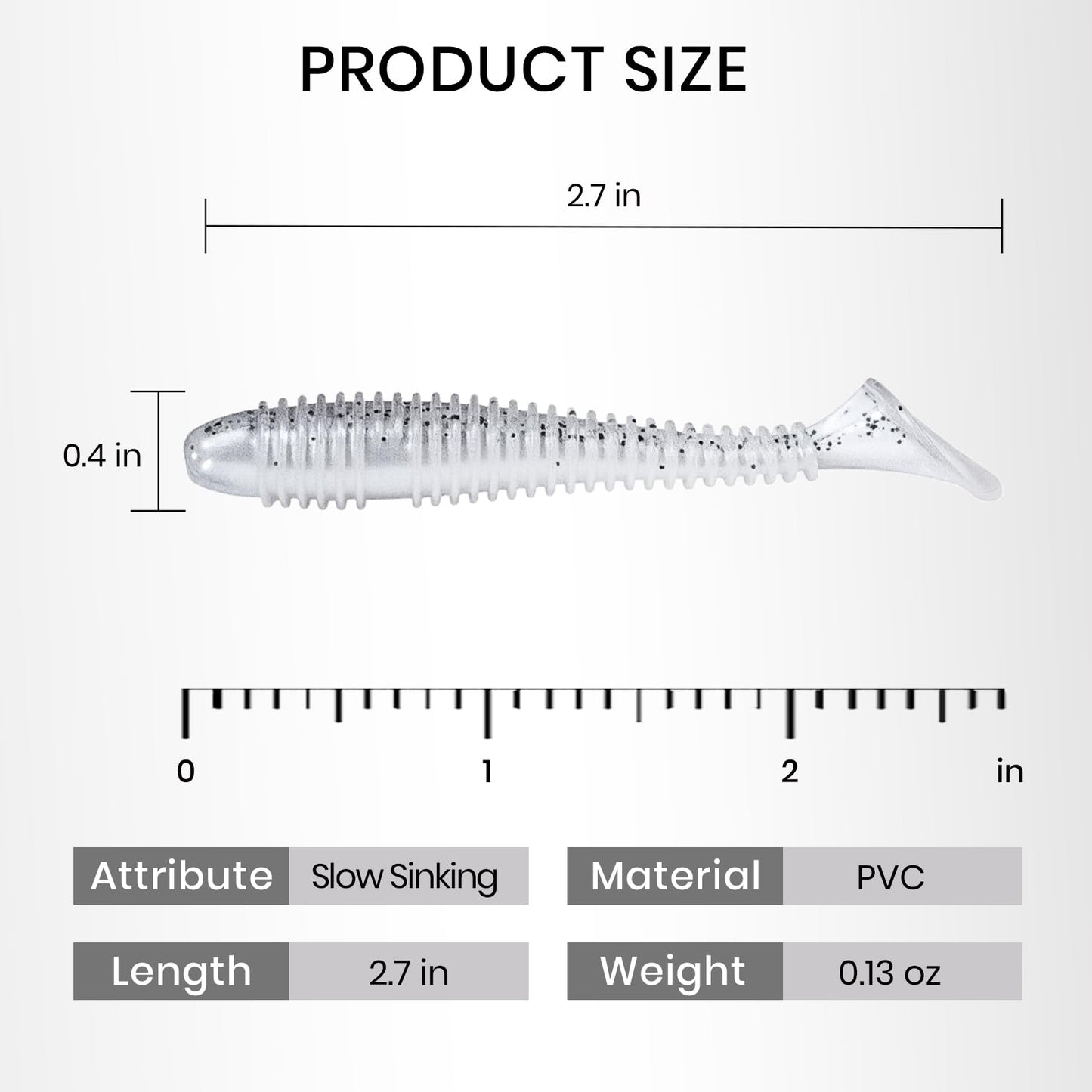 Pristis 35 pcs Paddle Tail Swimbaits, 3 inchs Fishing Soft Lures for Bass Crappie Walleye Trout, Durable Plastic Sinking Bait Swimmer Kit for Saltwater Freshwater Texas Carolina Fitness Rig, Bluegill