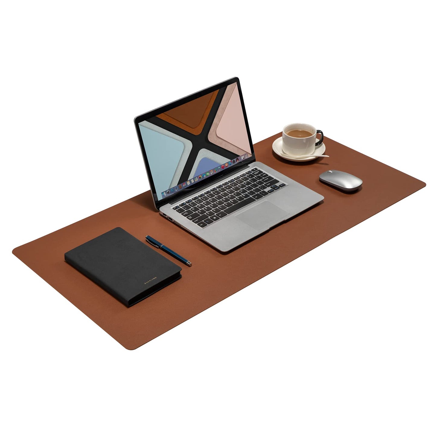 Desk Pad Blotter,Wolaile 36x17 in Large PU Leather Mouse Pad,Waterproof Non-Slip Writing Desktop Protector Mat,Office Desk Accessory,Brown