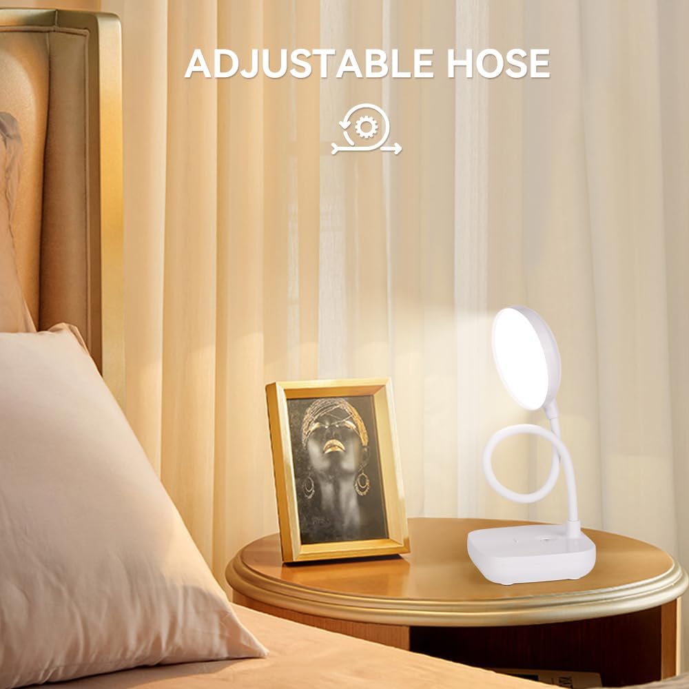 Desk lamps for home office,Black,Battery desk lamp,5W Rechargeable desk lamp,3 Colors,Adjustable brightness,360°Gooseneck Hose,Small rechargeable reading lamp,Eye-friendly and Energy Saving