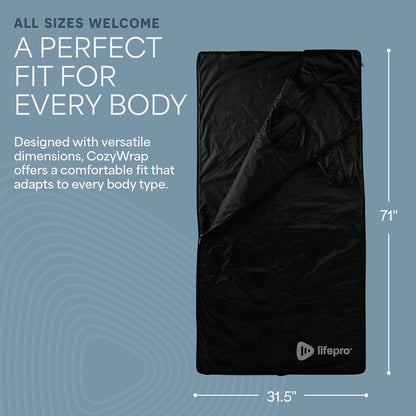 LifePro CozyWrap Sauna Blanket with Dual-Zone Heat— Infrared Sauna Wrap for Deep Sweating & Relaxation — Portable Infrared Blanket 90–180°F Temp Control & 5 Thermal Wraps Included