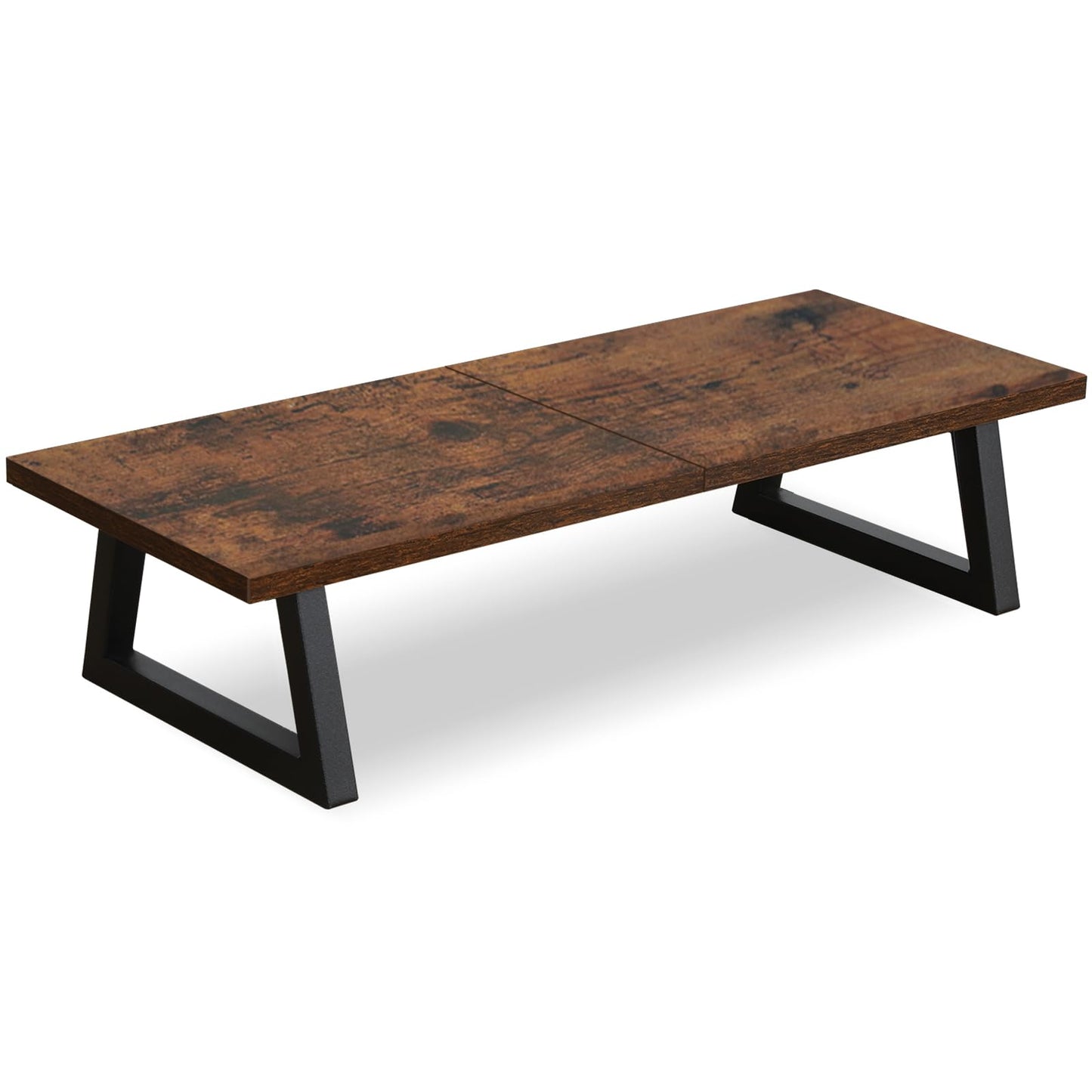 TEAMIX 24 inch Monitor Stand Riser, Rustic Brown Wood & Steel Computer Monitor Stand with Storage, Laptop, PC, Printer Stand Riser for Desktop Office Desk Organizers